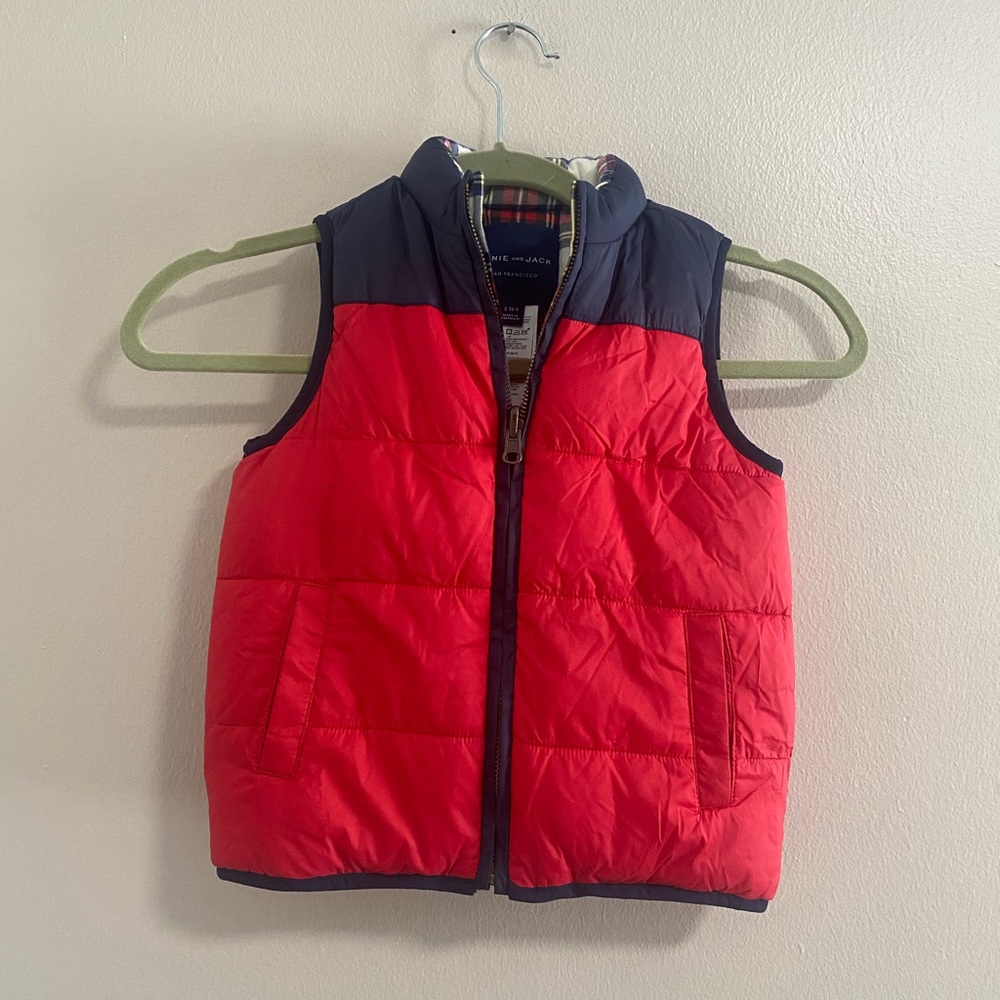 Janie and Jack Red and Blue Puffer Vest Size 3 to 4y